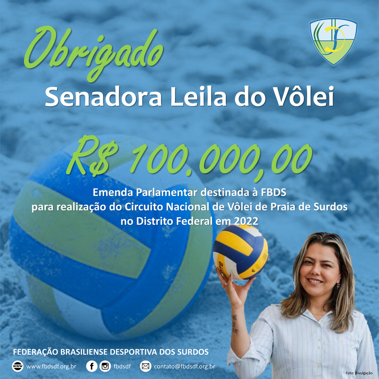 Cartaz - Emenda confirmada 100K Leila do Volei - VP 2022