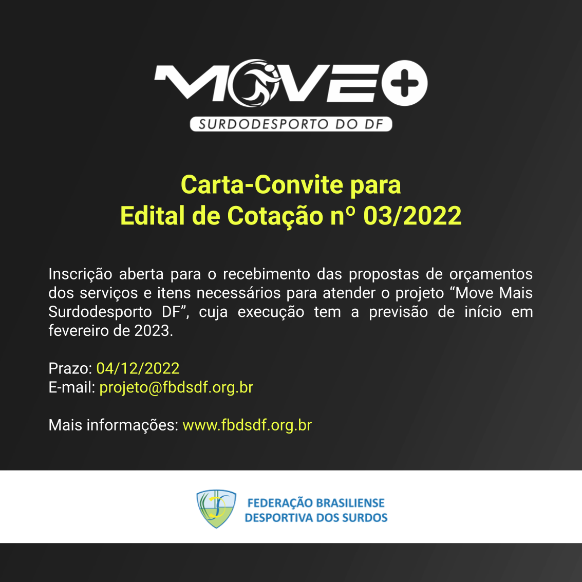 Cartaz Edital de Cotação para MOVE +DF 2023