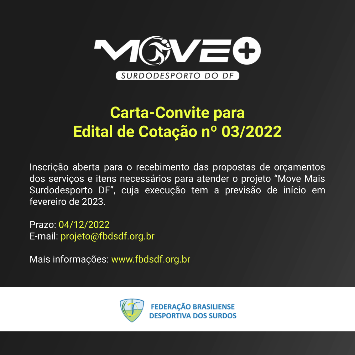 Carta Convite Para Participação De Edital De Cotação 2022 Move Df 2023 Fbds 8290